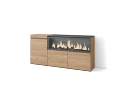 Aparadores para salón, 160, 3 Puertas, Chimenea eléctrica XXL, Roble SKRAUT HOME