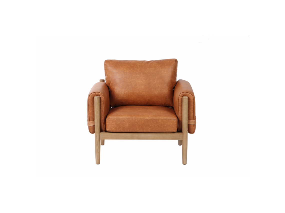 Poltrona Marrom em Pu, Cor Freixo, 94x80x82cm ALEXANDRA HOUSE LIVING