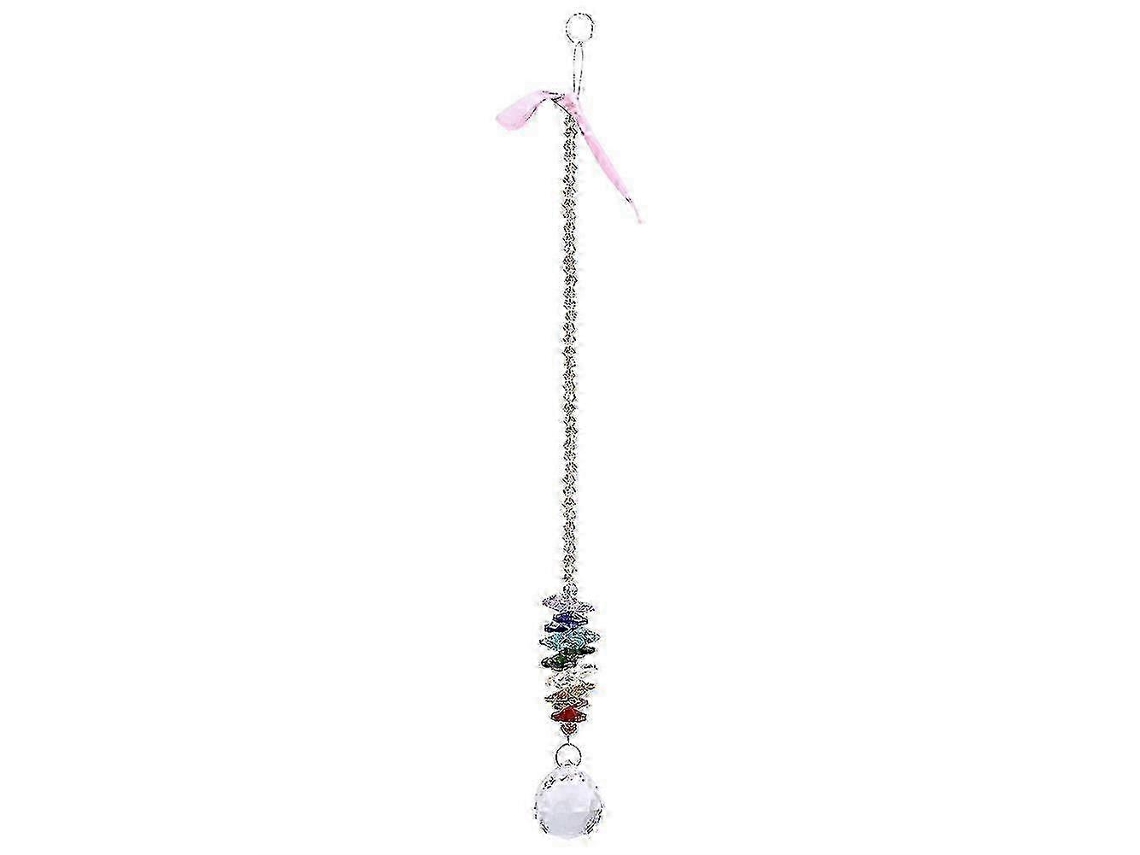 Lámpara de araña artesanal con colgante suspendido en forma de prisma de cristal arcoíris, perfecta para Navidad o para decorar una ventana.
