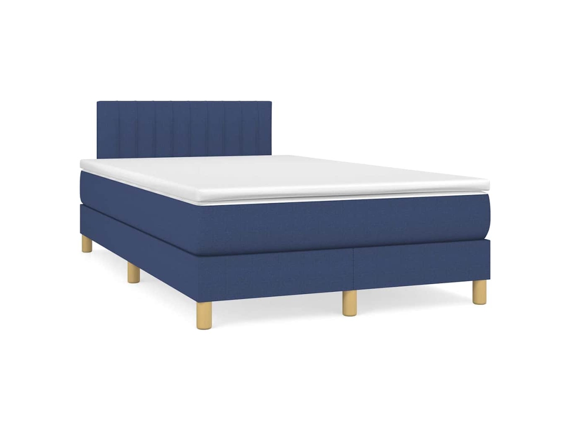 Syfax™ Cama Box Spring Con Colchón Y Luces Led Tela Azul 120x190 Cm