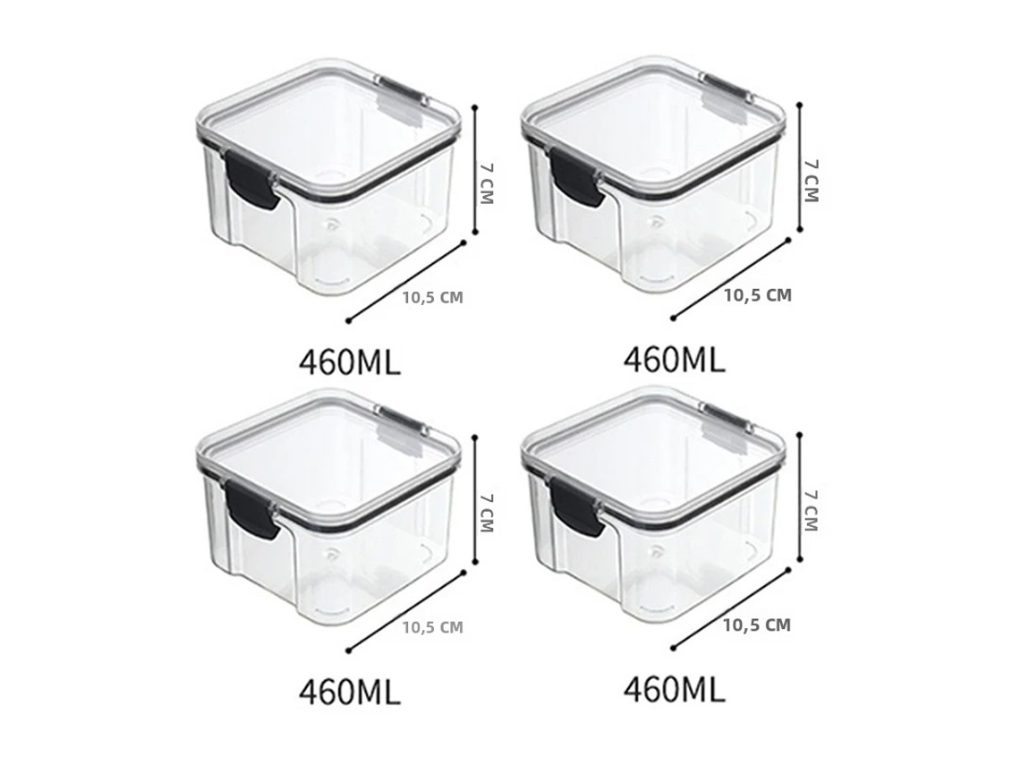 Juego de 5 recipientes herméticos de plástico transparente MDUG para almacenar alimentos (4 unidades, 460 ml cada uno)