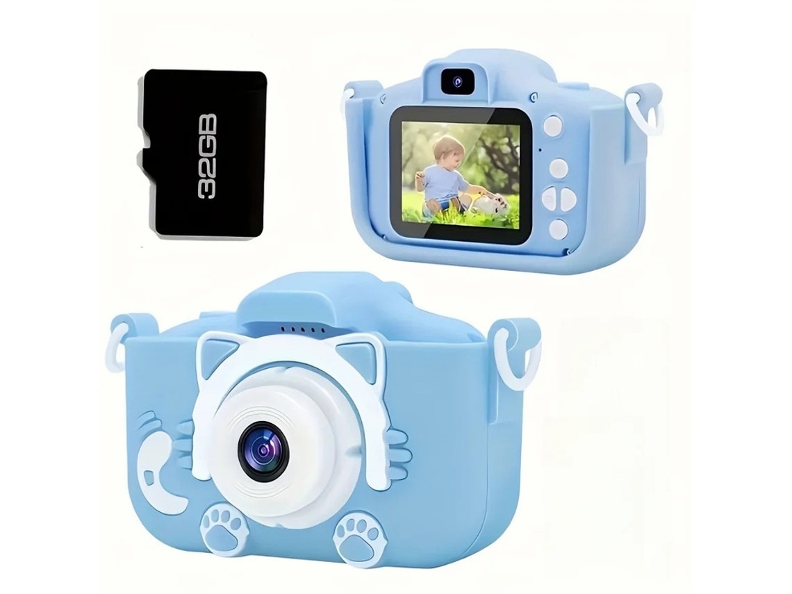 Mini cámara digital de alta definición para niños, ideal para tomar fotos y grabar vídeos, tarjeta de 32 g, color azul, Yizhood