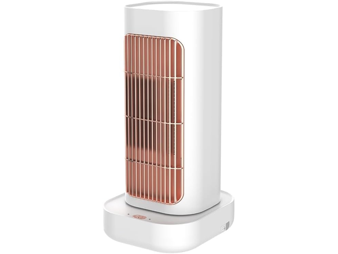 Calefactor oscilante vertical para uso doméstico, dormitorio o mesa, miniventilador térmico Sfushos (blanco, 1200 W, oscilante)