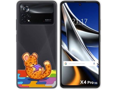 Carcasa para Xiaomi Poco X4 Pro 5G TUMUNDOSMARTPHONE Dibujos Transparente Leopardo Multicolor