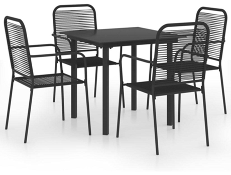 Conjunto 5 de comedor de jardín de VIDAXL vidrio y acero negro