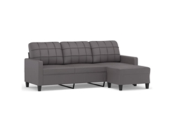 Maison Exclusive - Sofá De 3 Plazas Con Taburete Cuero Sintético Gris 180 Cm