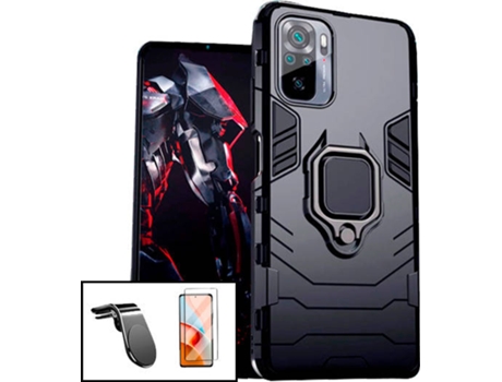 Kit Carcasa, Protector y Soporte Magnético para Auto Xiaomi Redmi Note 10s PHONECARE Military Defender Negro