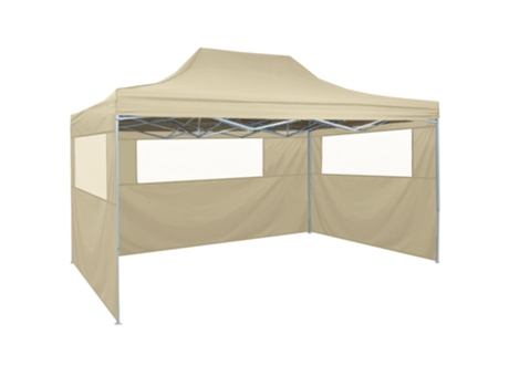 MAISON EXCLUSIVE Carpa plegable profesional con 3 paredes acero color crema 3x4m