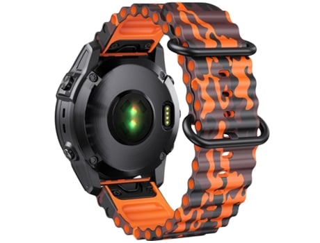 Correa Ocean Waves para Garmin Quatix 7 Po Militar Naranja y Verde Pack 2X VEANXIN
