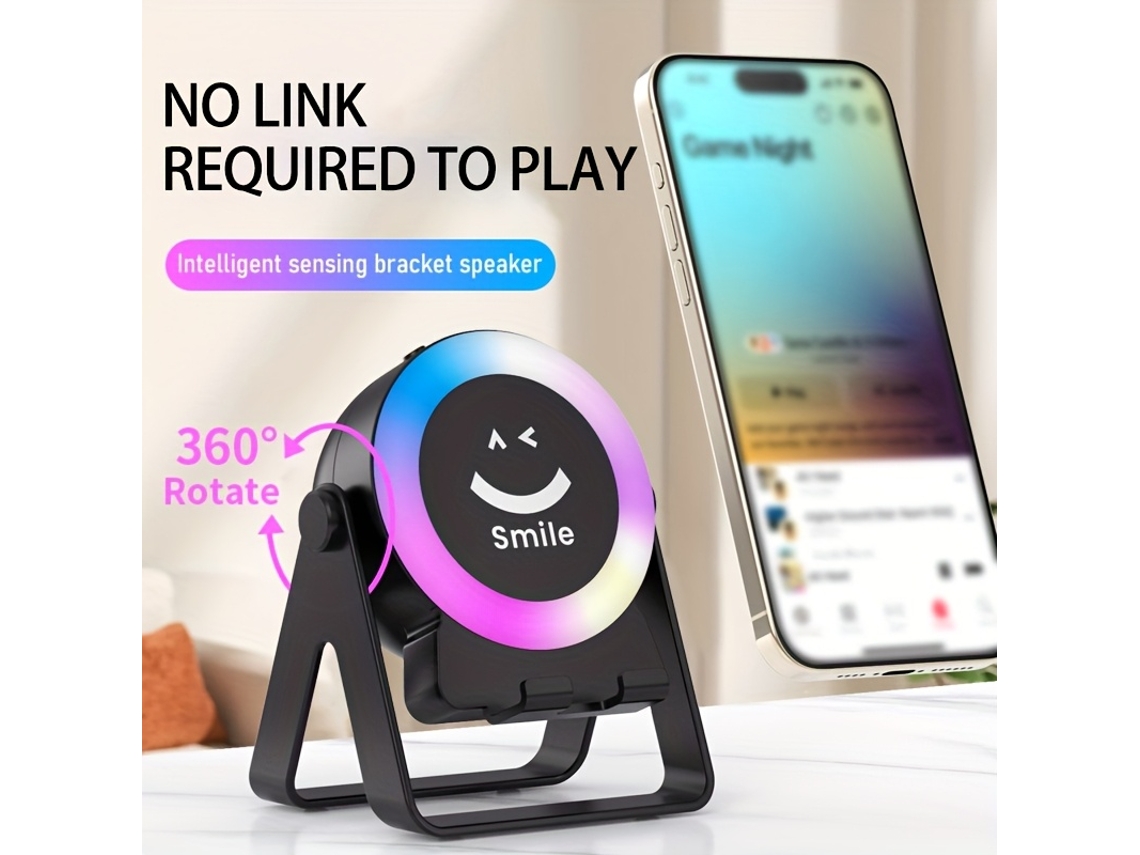 Simpático Altavoz Inalámbrico También Funciona Como Soporte Para Smartphone, Reconociendo Automáticamente El Dispositivo Al Colocarlo Encima