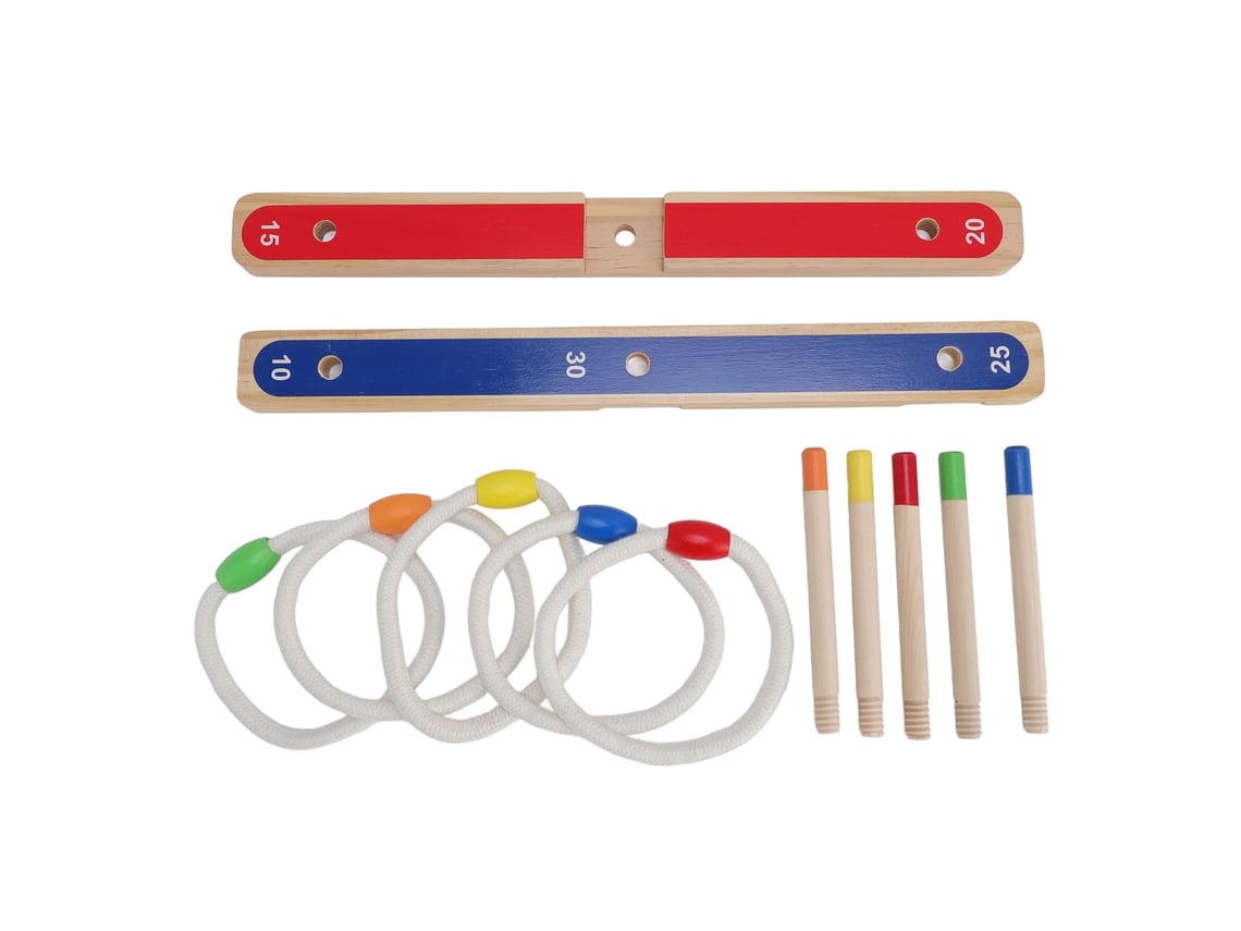Conjunto Jogo Arremesso De Anéis Madeira Para Crianças Indoor Outdoor Treino Lógico