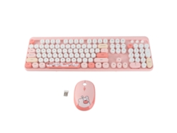 Combo Teclado E Mouse Sem Fio Retro Com Teclas Redondas E Mouse Óptico 1600 Dpi Para Win E Os X