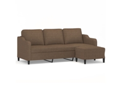 Maison Exclusive - Sofá De 3 Plazas Con Taburete De Tela Marrón 180 Cm