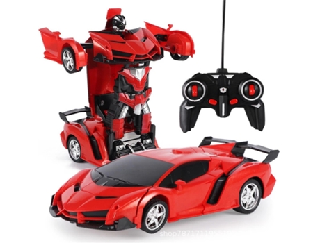 Juguete Teledirigido 2 en 1 coche de control eléctrico que transforma el robot de al aire libre de (rojo)