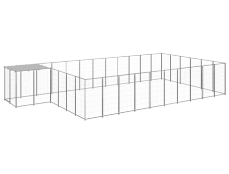 vidaXL Perrera plateada 19,36 m² acero