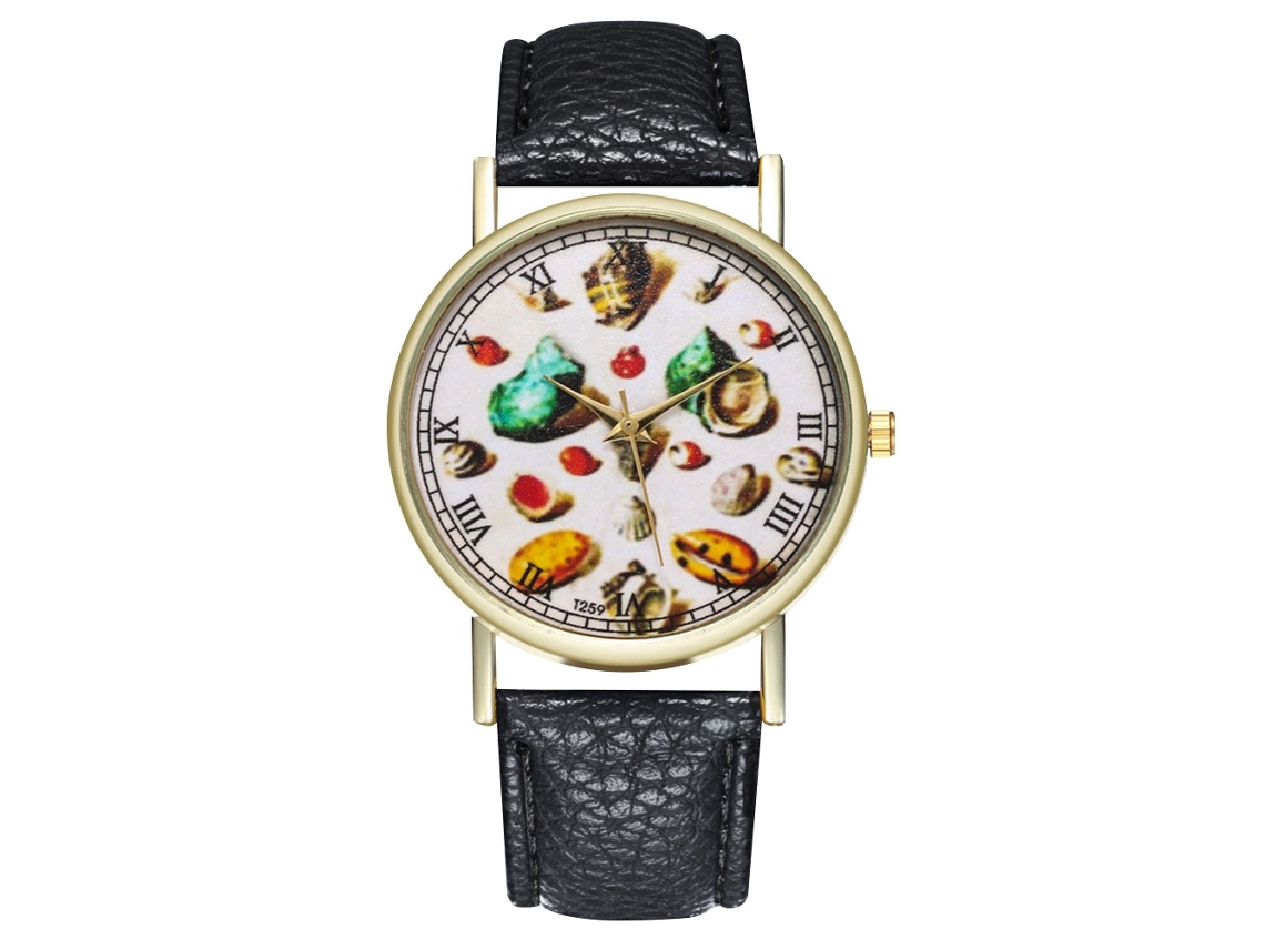 Reloj De Pulsera Unisex De Cuarzo Con Caja De Cuero Sintético Y Atractivo Diseño Redondo.
