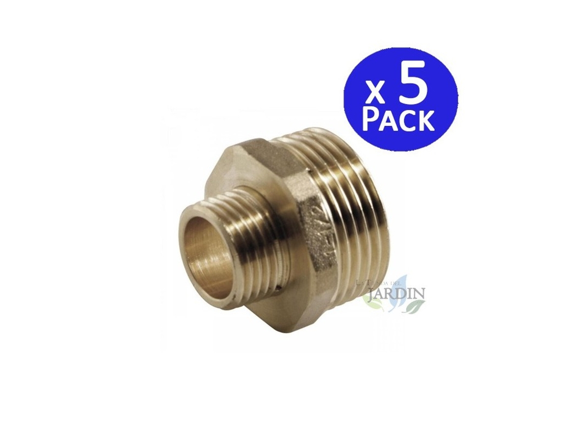 Machon Laton 1 X 3/4 Accesorio de Laton Roscado Pack 5 SUINGA