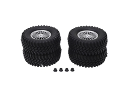 4 Neumáticos De Goma Para Coche Rc Todoterreno A Escala 1/10 Con Llantas De Plástico Plateadas, 20 Agujeros, Aro De 12 Mm.