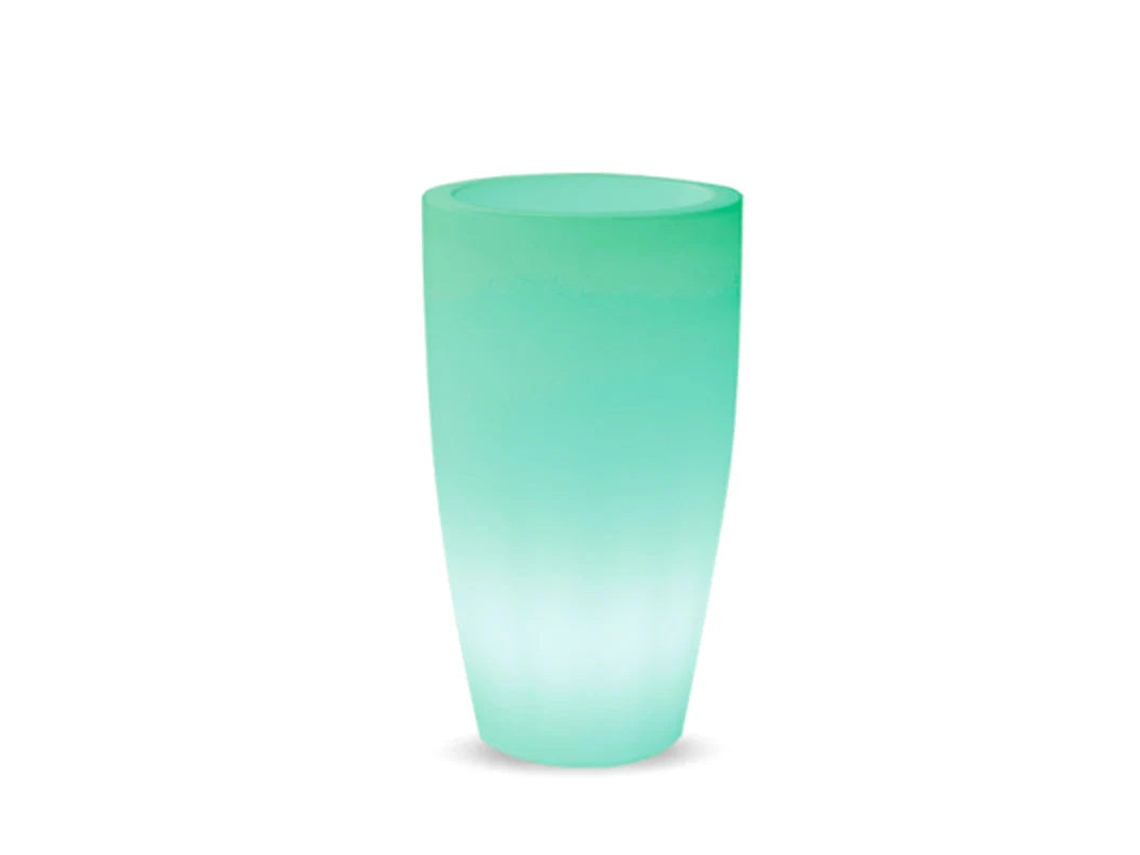 Macetero Bambú Ø40x70 Cm. / Blanco / Rgb + Luz Fría Con Batería Recargable