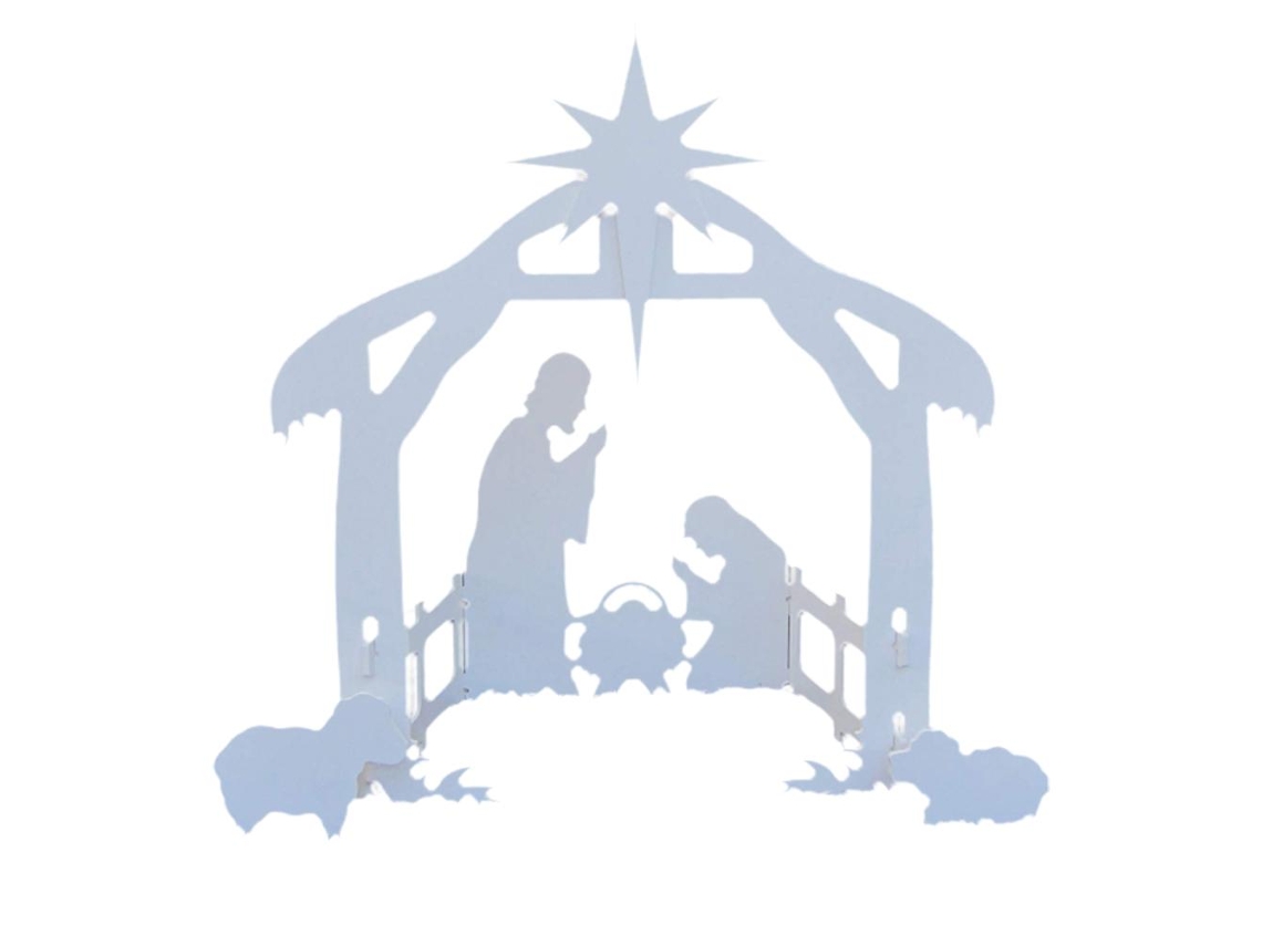 Escena De Belén Navideña Al Aire Libre Con Familia Sagrada Para Decoración Exterior