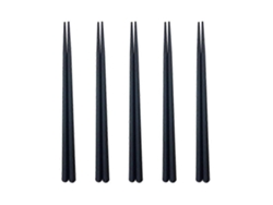 Juego de 5 pares de palillos de chef japoneses, estilo wakasa, fabricados en plástico resistente, ideales para la cocina asiática, para uso doméstico, 22,3 x 0,7 cm, color negro.