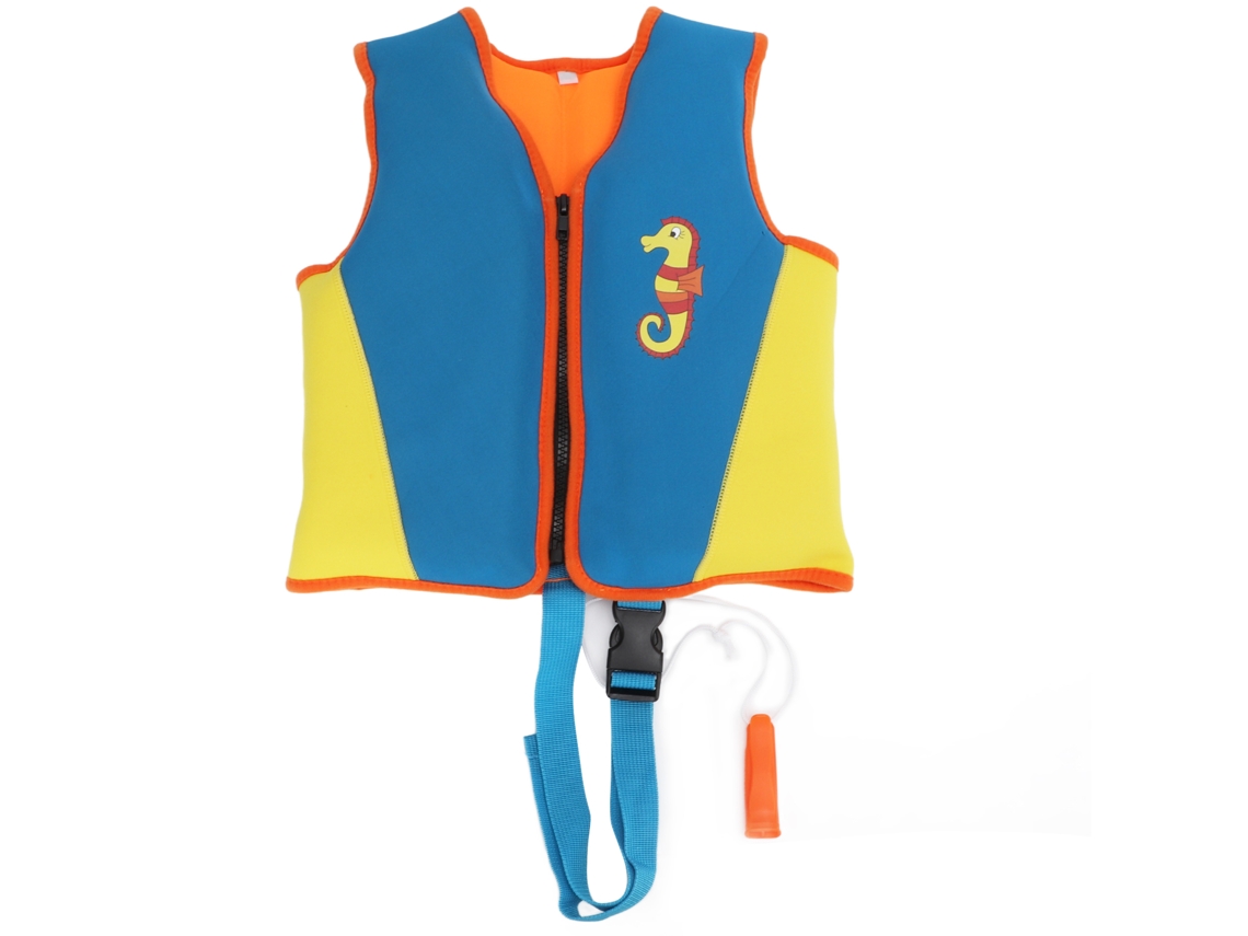 Chaleco salvavidas de neopreno para niños, azul, para piscina o playa.
