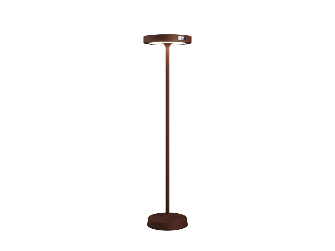 Lámpara de pie solar LED recargable Barbell Solar RF de 65 W - Lámpara de pie para exteriores con 3 ajustes de altura (156-113-70 cm) Corten