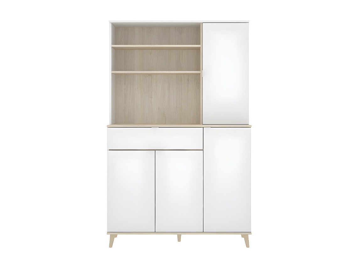 Mueble Auxiliar de Cocina DKIT Wok (Blanco/Natural - 191x120x40 cm)