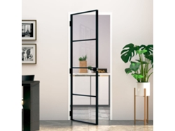 Puerta De Interior Vidrio Templado Y Aluminio Negro 76x201,5 Cm