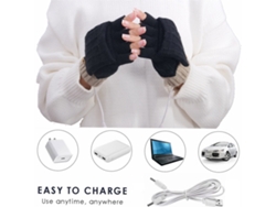 Guantes Eléctricos Calefactables Usb Negros 1 Par Guantes De Punto Resistentes Al Viento Con Dedos Descubiertos Para Hombres Y Mujeres