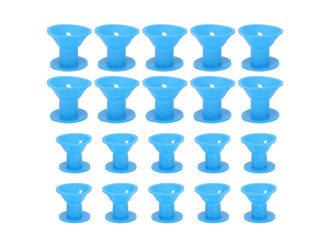 20 Rodillos De Pelo De Silicona Suave Tamaños Diferentes Reutilizables Herramienta De Peinado Para Mujer Azul