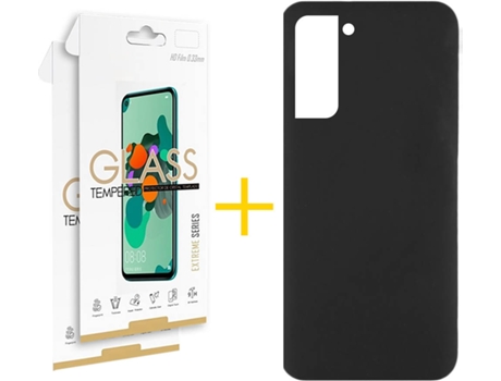 Carcasa + 2 Protectores de Pantalla para Samsung Galaxy S22 5G SKYHE Negro