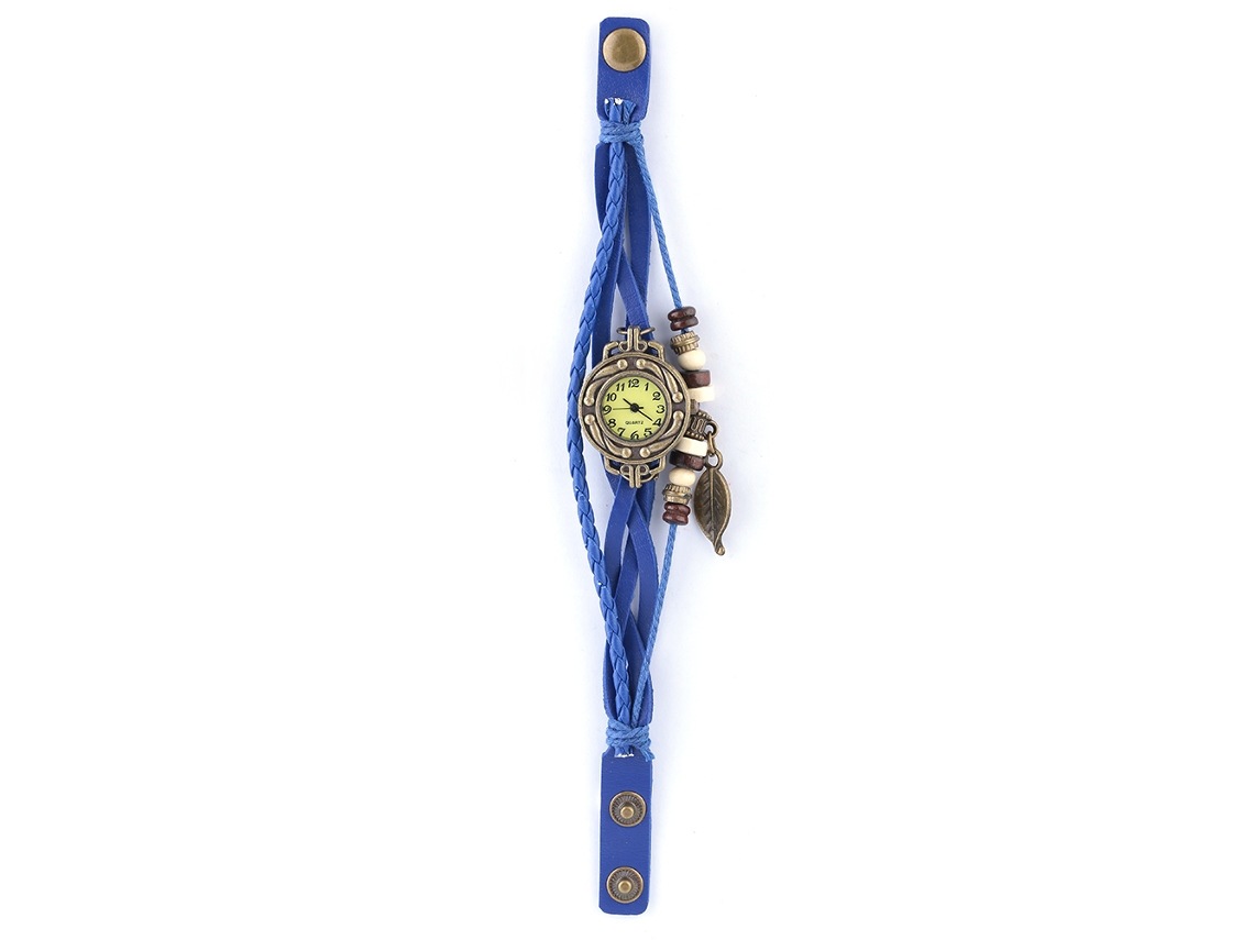 Relógio Pulseira Com Pingente Folha De Maple Mulher Duoya Analógico Quartz Azul