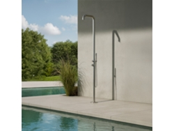 Ducha exterior en acero inoxidable 316 acabado satinado, con desviador superior e inferior, mezclador de agua fría/caliente y ducha flexible antical MPC MX1013 Inox