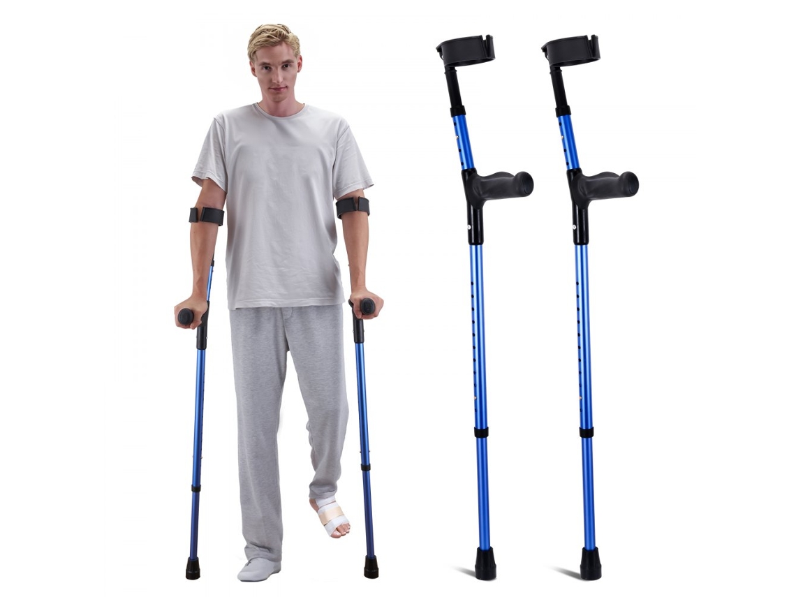 Muletas de antebrazo de aluminio ajustables con suela antideslizante y soporte hasta 158 kg Tekmaquinas
