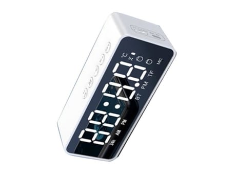 HURRISE Bt Despertador Mini Espejo de Cara de plástico Reloj Despertador Digital portátil con Reloj Deco versión estándar Blanco