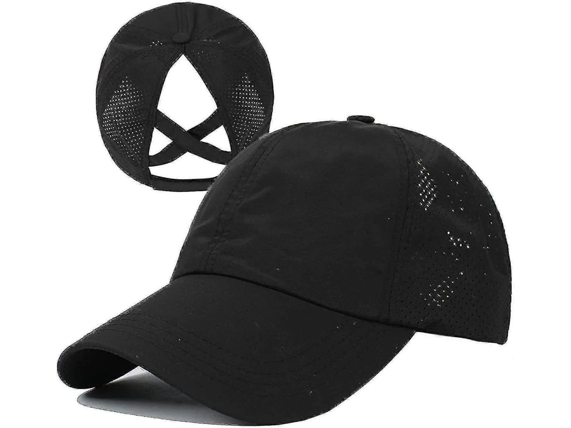 Gorro de cola de caballo ajustable para mujer con unión alta y peluda, de secado rápido.