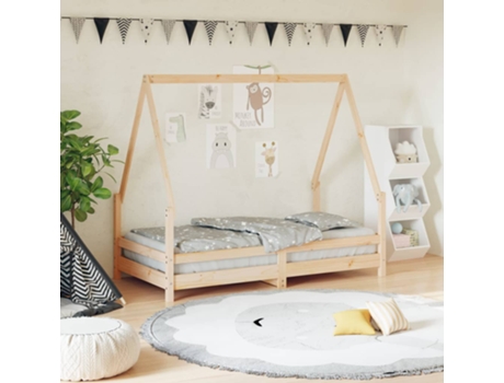 Estructura De Cama Infantil VIDAXL Marrón Madera (80x160 cm)