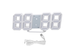 Reloj Digital 3d Led Con Tiempo, Temperatura, Luz Nocturna Y Alarma Blanco