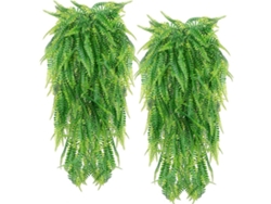 Juego de 2 hojas decorativas artificiales verdes de 2026, con forma natural y realista para el hogar y el balcón.