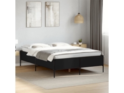 Estructura De Cama Madera De Ingeniería Y Metal Negro 160x200cm
