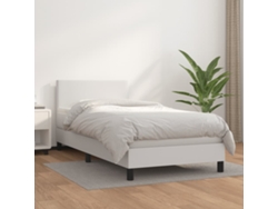 Cama Box Spring Con Colchón Cuero Sintético Blanco 90x190 Cm