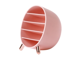 Organizadora De Maquiagem Com 5 Compartimentos Armazenamento De Cosméticos Pp Rosa Para Batons Gloss Lápis De Olhos