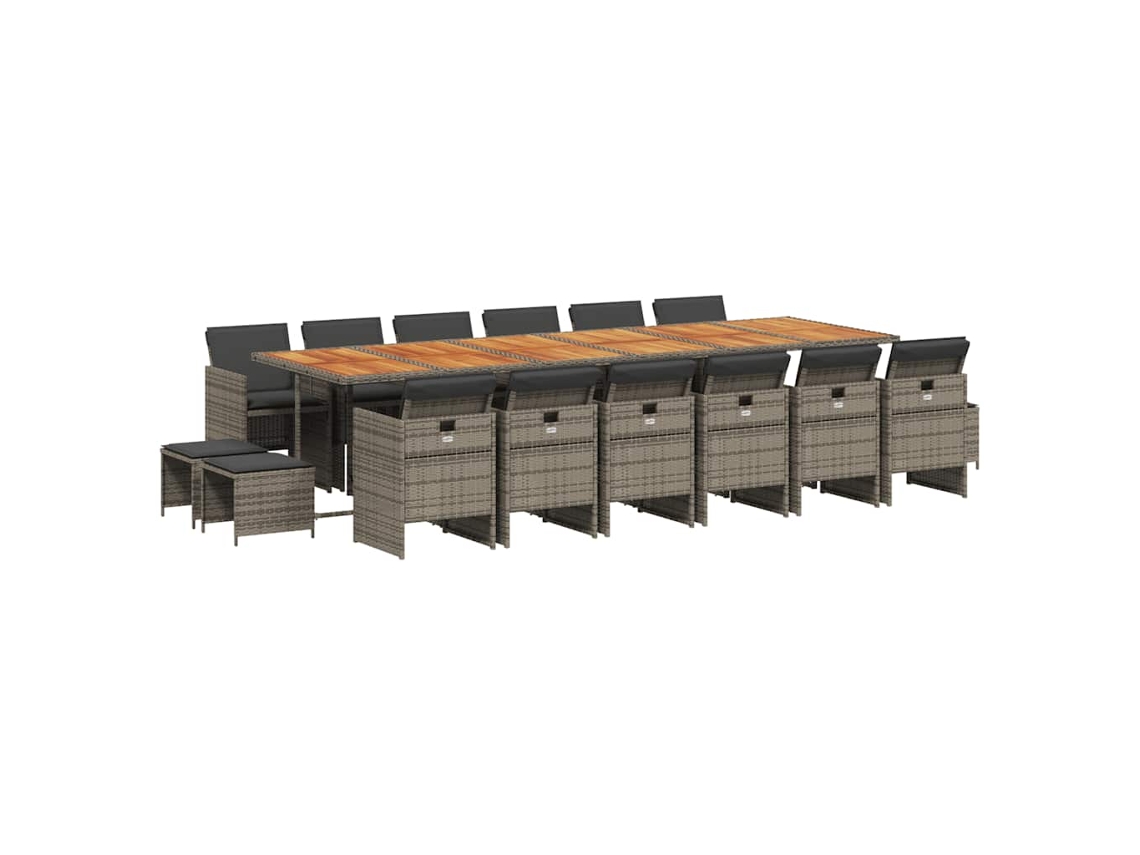 Maison Exclusive - Set Comedor De Jardín 17 Pzas Y Cojines Ratán Sintético Gris