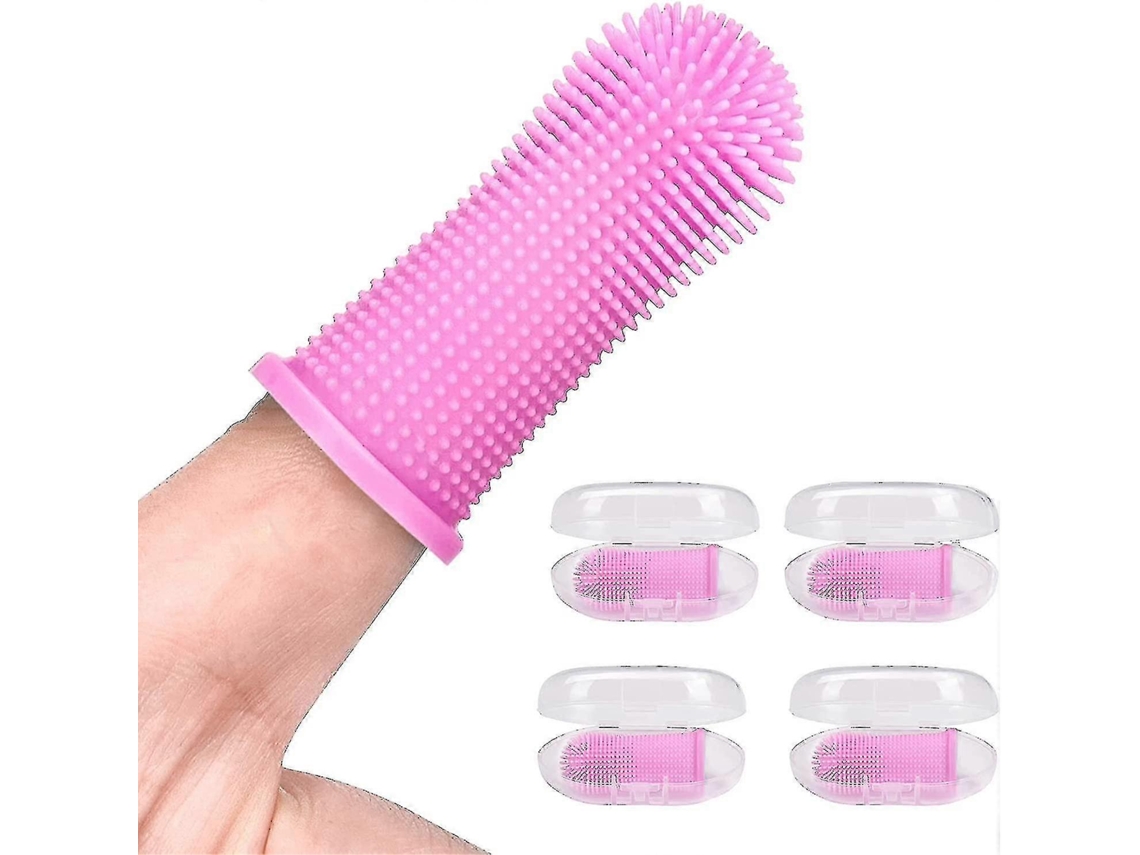Kit de cepillos de dientes de dedo para perros, 4 unidades