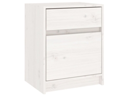 Mesita de Noche 40X31X50 Cm Madera de Pino Maciza Blanco