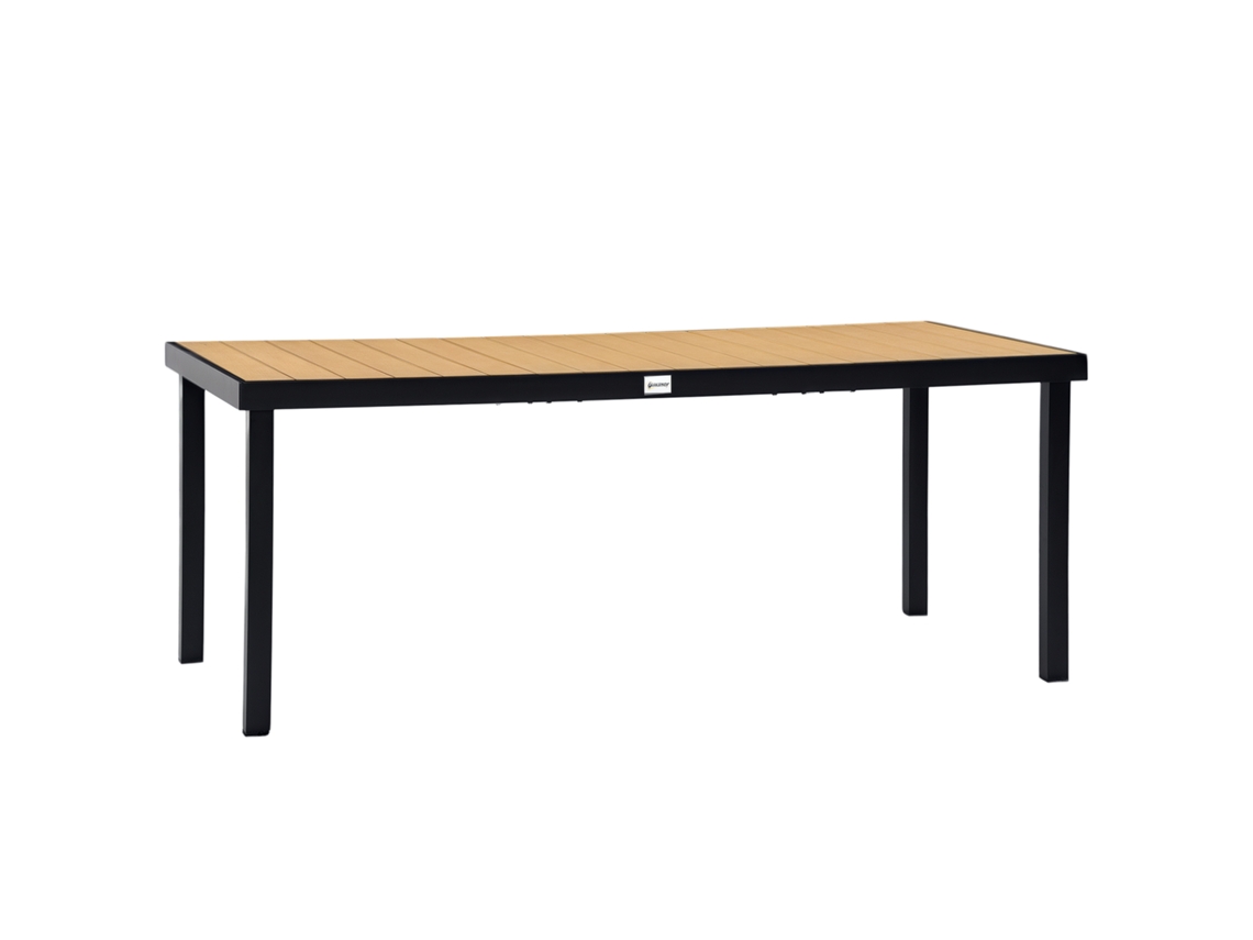 Mesa de jardín para 8 personas, de aluminio y madera, 190 cm.