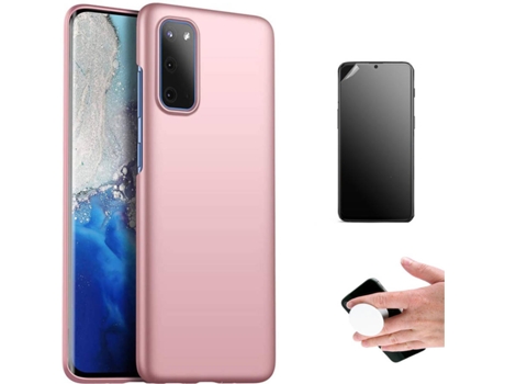 Kit Carcasa Y Protector Samsung S20 Plus Ultimatte Turtleshell Y Popsocket Rosa
