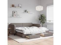 Sofá Cama Nido Con Cajones Tela Gris Taupe 100x200 Cm