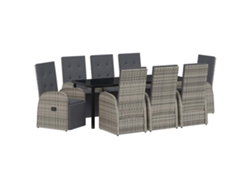 Maison Exclusive - Conjunto De Comedor De Jardín 9 Pcs Gris Ratán Sintético
